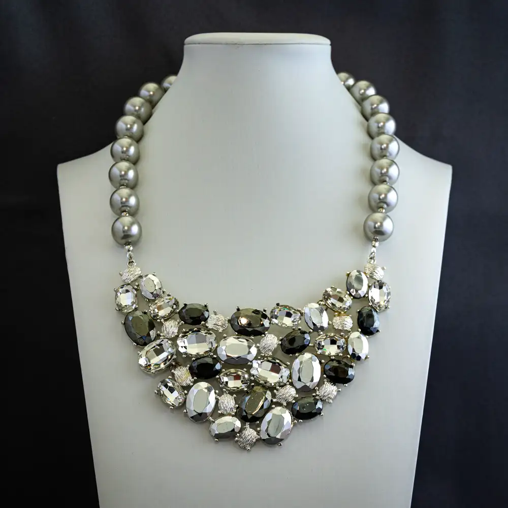 17.5-inch necklace with a magnificent 5-inch-wide vintage bib-style pendant.